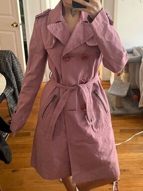 Marc Jacobs Dusty Pink Double-Breasted Trench Coat